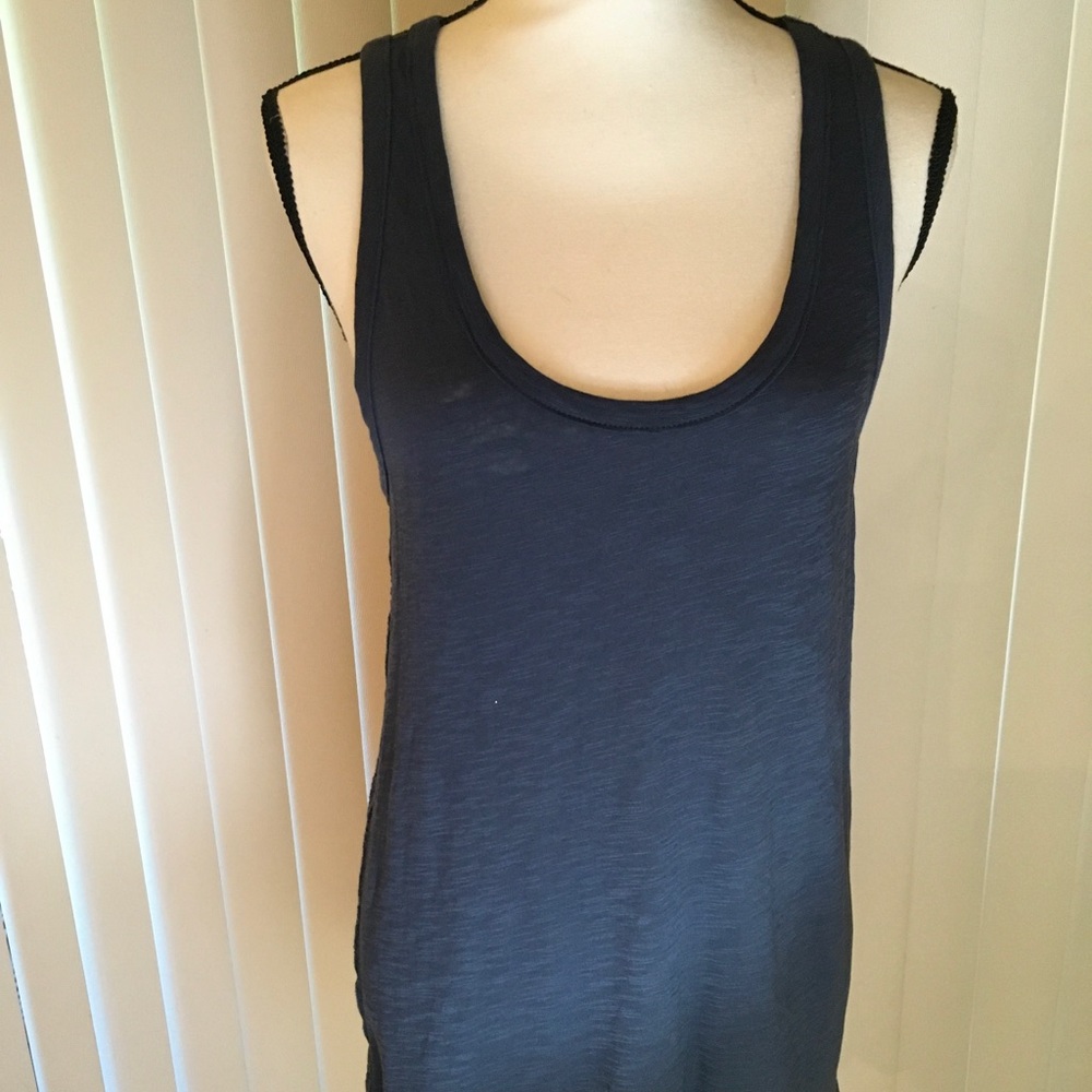 Dylan tunic top , blue color , back lace print , Tank top
